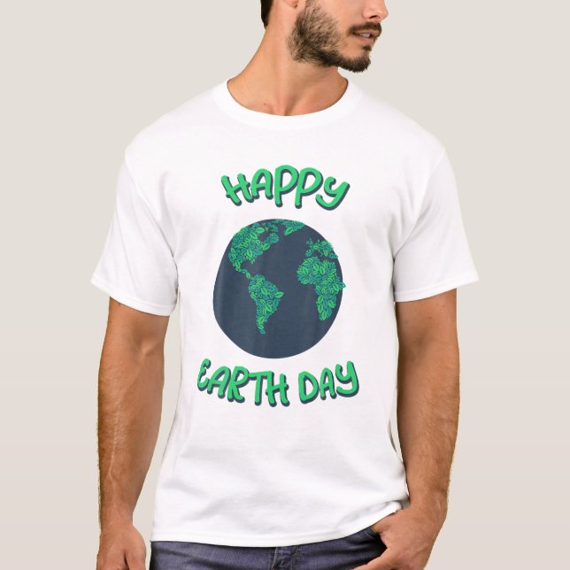 Lycklig Earth Day Globe T Shirt (Framsida)