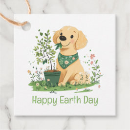 Lycklig Earth Day Golden Retriever Hund  Gåvor Etiketter