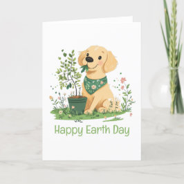 Lycklig Earth Day Golden Retriever Hund  Helgkort