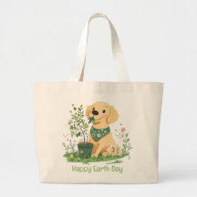 Lycklig Earth Day Golden Retriever Hund 