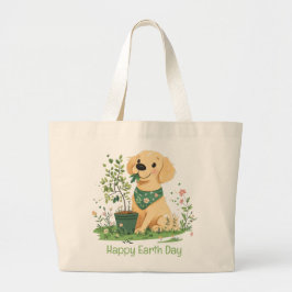 Lycklig Earth Day Golden Retriever Hund  Jumbo Tygkasse