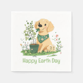 Lycklig Earth Day Golden Retriever Hund  Pappersservett