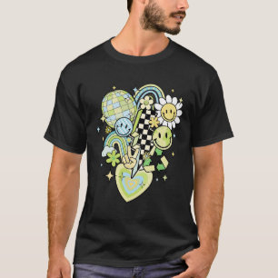 Lycklig Earth Day Groovy Smile Ansikte Rainbow Wom T Shirt
