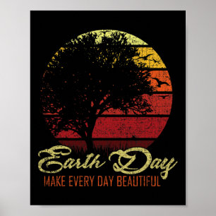Lycklig Earth Day Grunge Kids Boys Girls Manar Kvi Poster