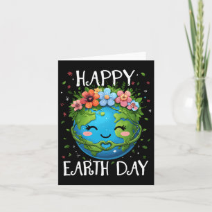 Lycklig Earth Day Heart Blommigt Earth Day Boys Wo Kort