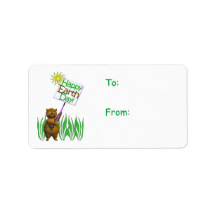 Lycklig Earth Day Hedgehog Gift Märkre Adressetikett