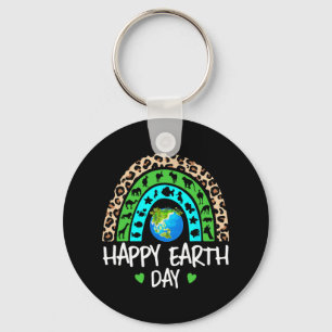 Lycklig Earth Day Rainbow Cute Earth Älskare Kids Nyckelring