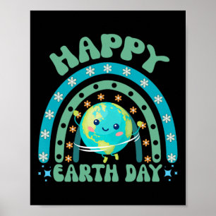 Lycklig Earth Day Rainbow Funny Earth Day Dekorati Poster