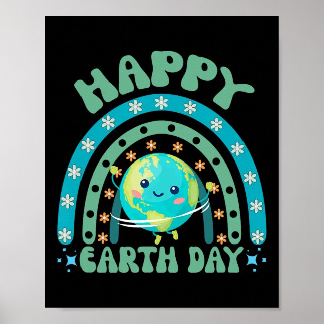 Lycklig Earth Day Rainbow Funny Earth Day Dekorati Poster (Framsidan)