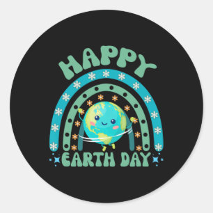 Lycklig Earth Day Rainbow Funny Earth Day Dekorati Runt Klistermärke