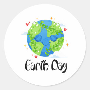 Lycklig Earth Day Shirt Cute Earth Day Manar Women Runt Klistermärke