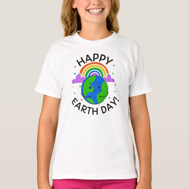 Lycklig Earth Day T-Shirt (Framsida)