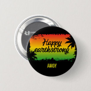 Lycklig Earthstrong Jamaican Rasta Birthday Hälsni Knapp