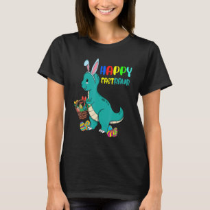 Lycklig Eastrawr Cute Trex Dinosaur Påskhare Egg T Shirt