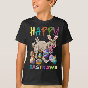 Lycklig Eastrawr Cute Trex Dinosaur Påskhare Egg T Shirt