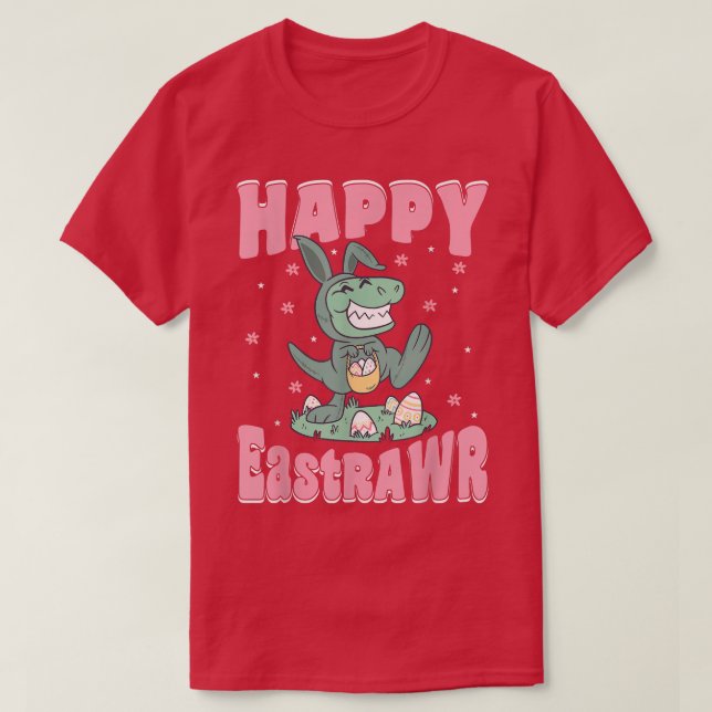 Lycklig EastRAWR Egg Hunter Vår Påsk Day Bunny T Shirt (Design framsida)