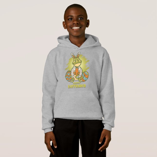 Lycklig Eastrawr | Kids Pullover Hoodie T Shirt (Hel framsida)