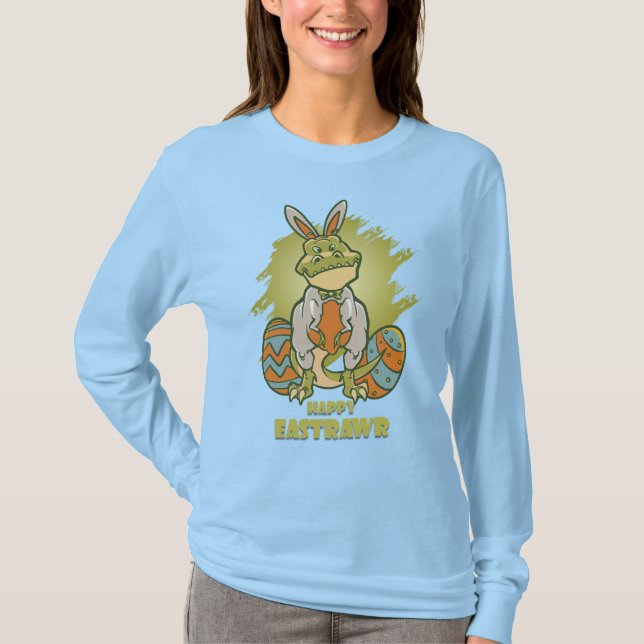 Lycklig Eastrawr | Kvinnors Långärmad T Shirt (Framsida)
