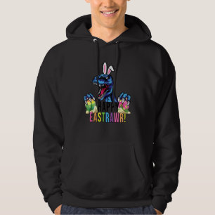 Lycklig Eastrawr Rex Dinosaur Påsk Day Bunny Egg B Hoodie