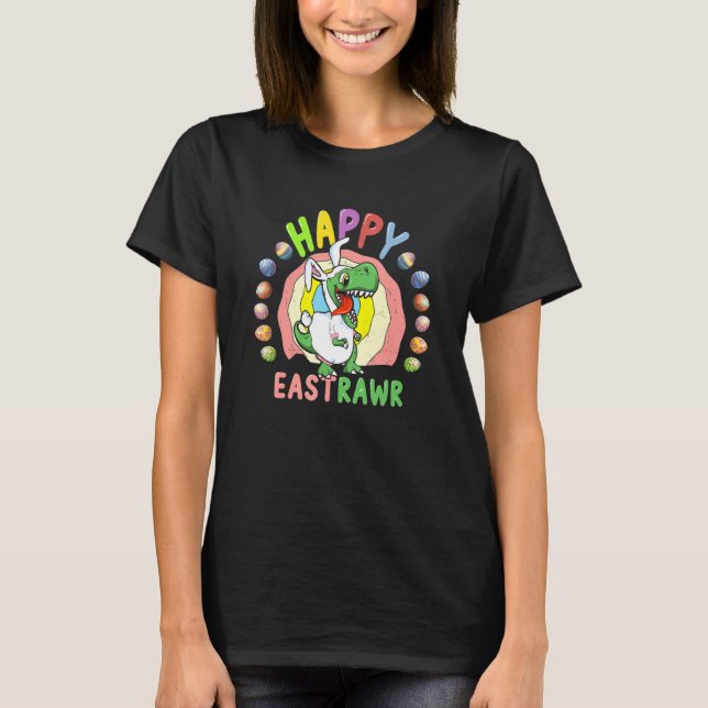 Lycklig Eastrawr T Rex Dino Påsk Trex Shirt (Framsida)
