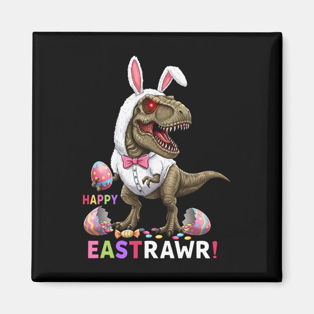 Lycklig Eastrawr T Rex Dinosaur Påskhare Candy E Magnet (Framsidan)