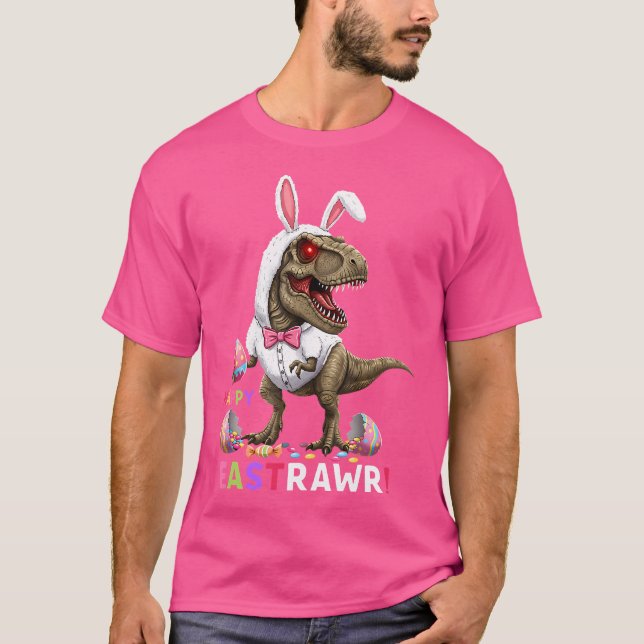Lycklig Eastrawr T Rex Dinosaur Påskhare Candy E T Shirt (Framsida)