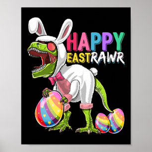 Lycklig Eastrawr T Rex Dinosaur Påskhare Egg Cos Poster