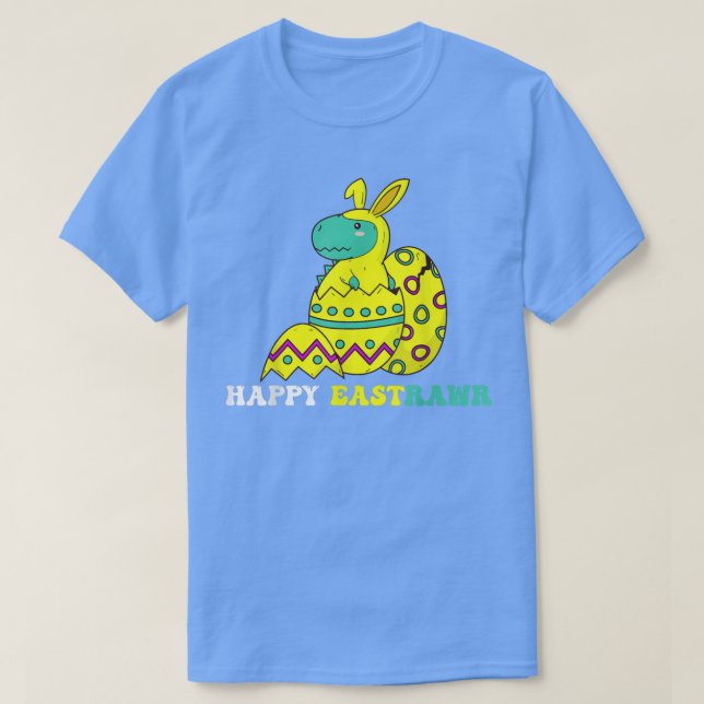 Lycklig Eastrawr T-Rex Dinosaur Påskhare Egg  T Shirt (Design framsida)