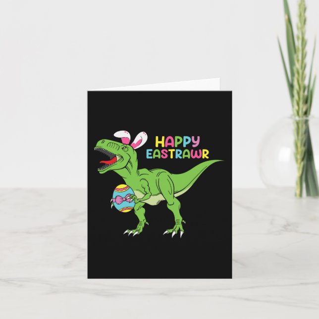 Lycklig Eastrawr T Rex Påskhare Dinosaur Eggs Bo Kort (Framsida)