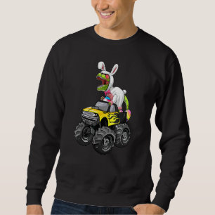 Lycklig Eastrawr t Rex Riding Monster Lastbil Påsk Lång Ärmad Tröja