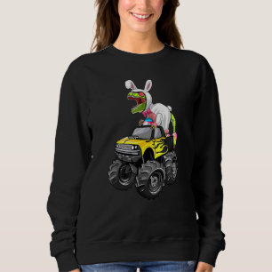 Lycklig Eastrawr t Rex Riding Monster Lastbil Påsk Shirt