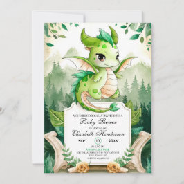 Lycklig Editable Dragon Baby Shower Inbjudningar
