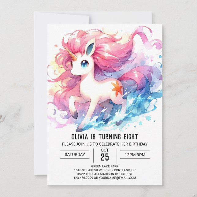Lycklig Editable Horse Birthday Inbjudningar (Framsida)