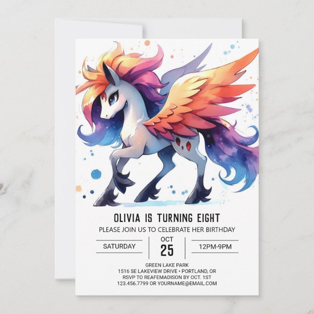 Lycklig Editable Horse Birthday Inbjudningar (Framsida)