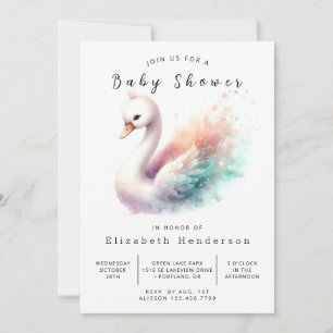 Lycklig Editable Svan Baby Shower Inbjudningar