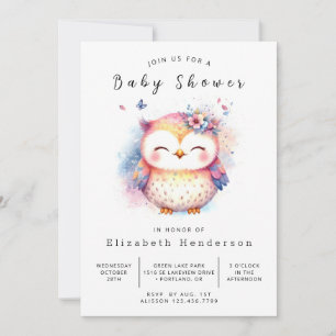 Lycklig Editable Uggla Baby Shower Inbjudningar