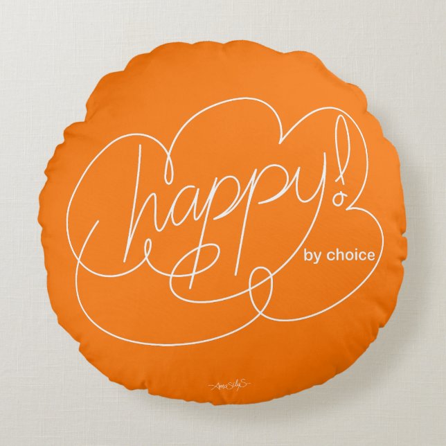 LYCKLIG efter eget val - Fet Cloud S - W Rund Kudde (Framsidan)