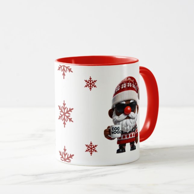 Lycklig Egg Nogg Elf Red jul Mugg (Framsida höger)