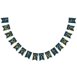 Lycklig Eid 2023 Navy Modern Eid Dekoration Banner Vimplar