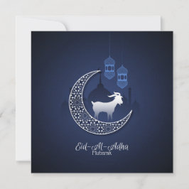 Lycklig Eid Al Adha Mubarak Blue Goat Islamic Julkort