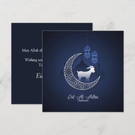 Lycklig Eid Al Adha Mubarak Blue Goat Islamic Julkort