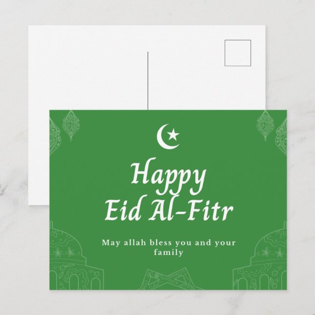 Lycklig Eid Al Fitr Mubarak Islamic PostCard Vykort (Fram/baksida)