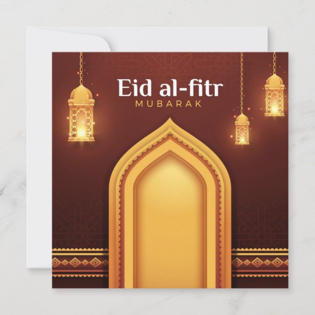 Lycklig Eid Al-Fitr Red och guld Julkort (Framsida)
