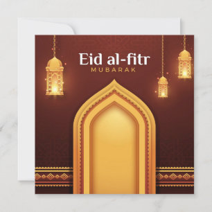 Lycklig Eid Al-Fitr Red och guld Julkort
