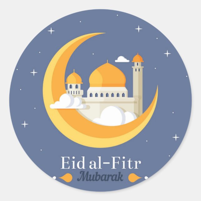 Lycklig Eid Al Fitr Runt Klistermärke (Framsida)