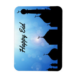 Lycklig Eid Mosque med solstrålar - Flexibel magne Magnet