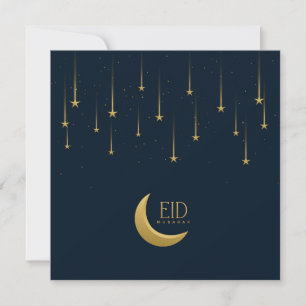 Lycklig Eid Mubarak Crescent Star Guld Blue  Julkort