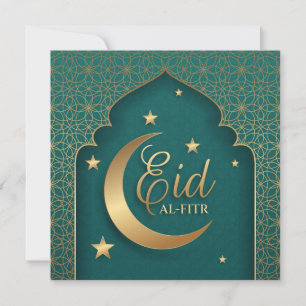 Lycklig Eid Mubarak Crescent Stars Arabiska Mönste Julkort