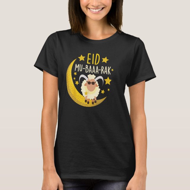 Lycklig Eid Mubarak for Muslim Funny Sheep Eid Al  T Shirt (Framsida)