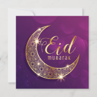 Lycklig Eid Mubarak Lila och Golden Crescent